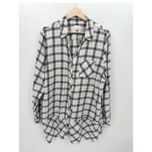 J. Jill Black and White Plaid Button-Down Shirt XL Tall